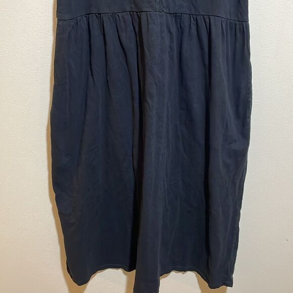 Pact Relaxed Slub Knit Organic Cotton Henley Tank Midi Dress Black Size Small - Picture 7 of 13